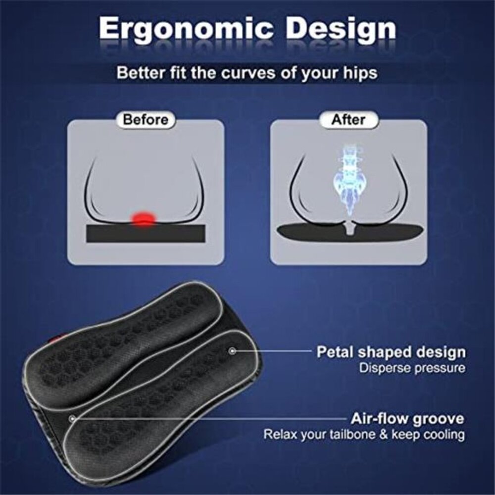 Motorcycle Gel Rear Seat Cushion - 3D Honeycomb Shock Absorption Pad Small - Picture 5 of 6
